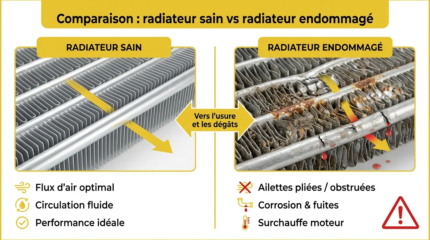 Comparaison : Radiateur sain vs Radiateur endommagé