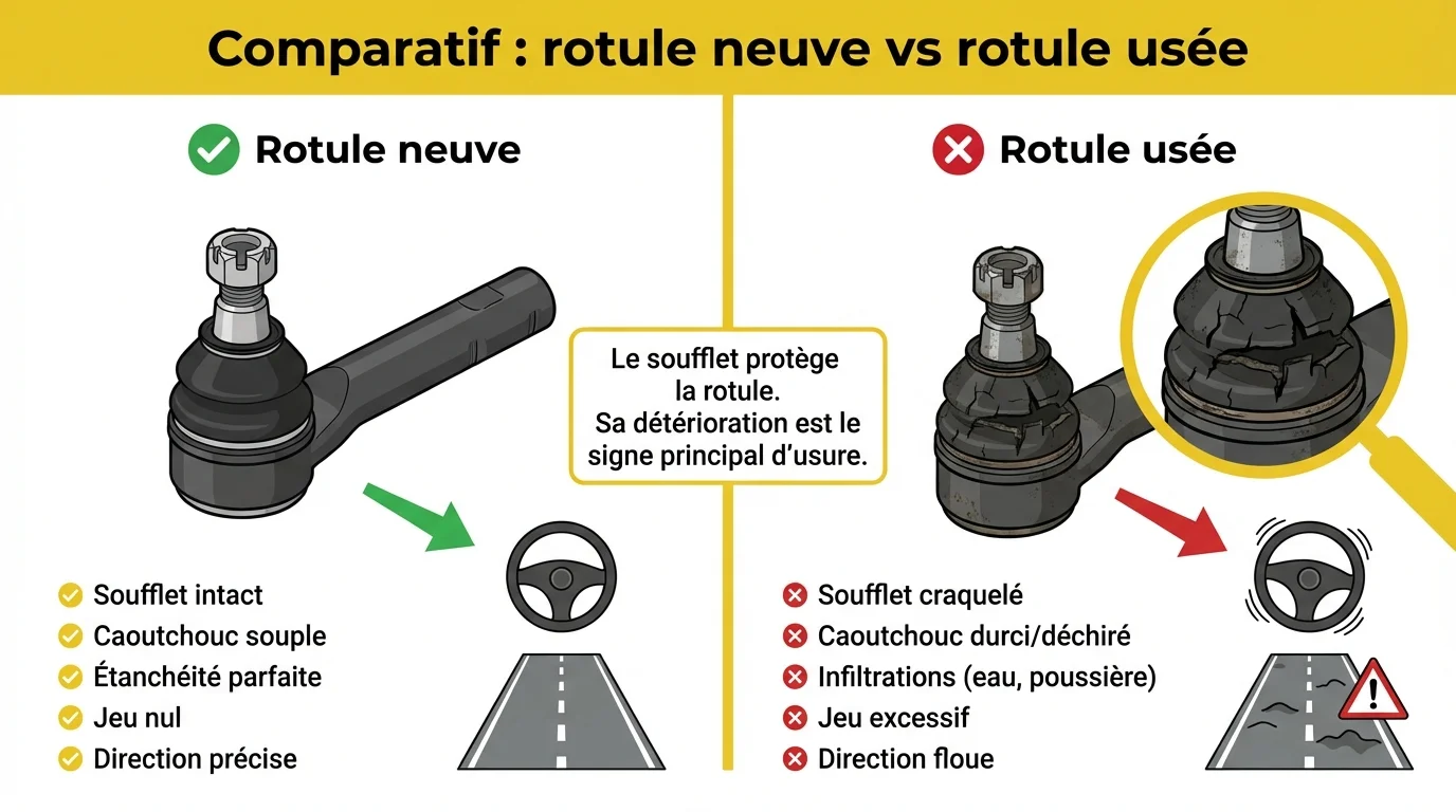 Comparatif : Rotule neuve vs Rotule usée