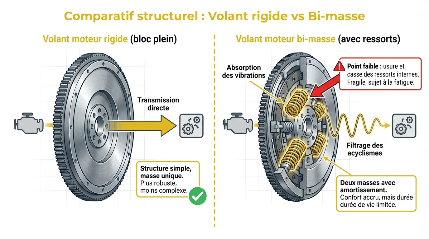 Comparatif structurel : Volant rigide vs Bi-masse