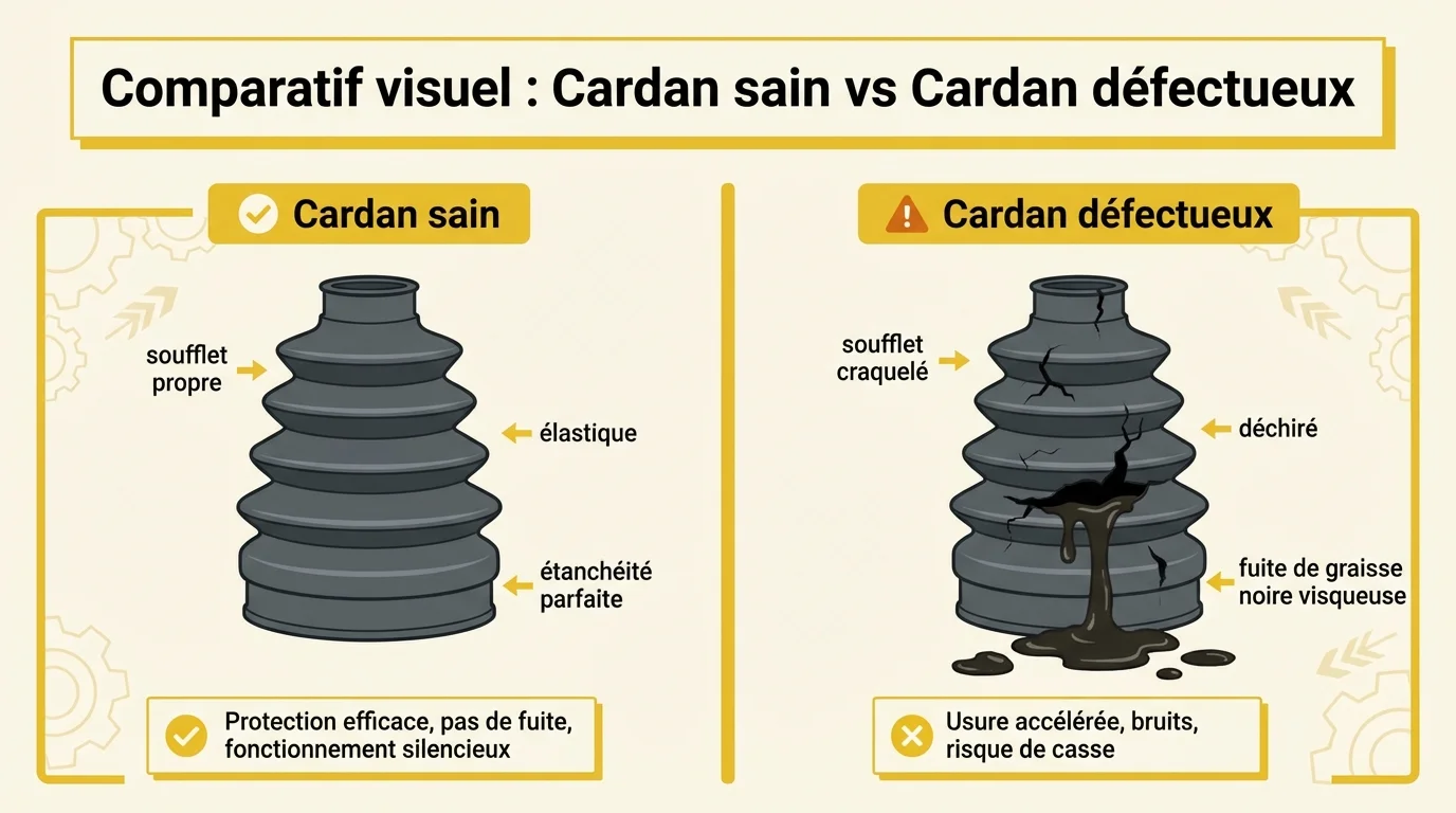 Comparatif visuel : Cardan sain vs Cardan défectueux
