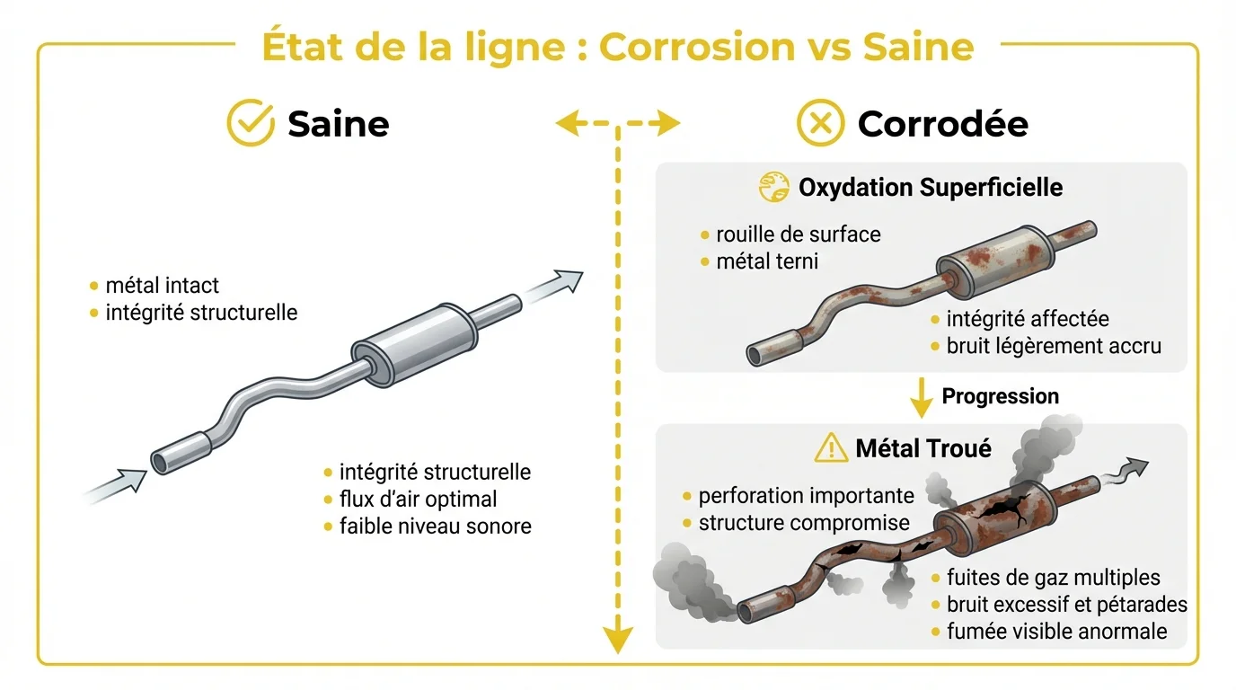 État de la ligne : Corrosion vs Saine