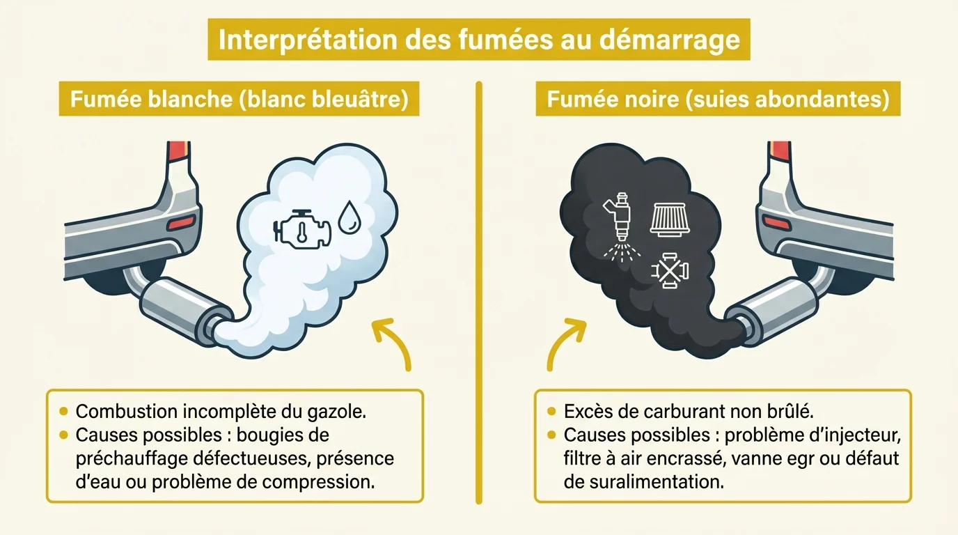 Interprétation des fumées au démarrage