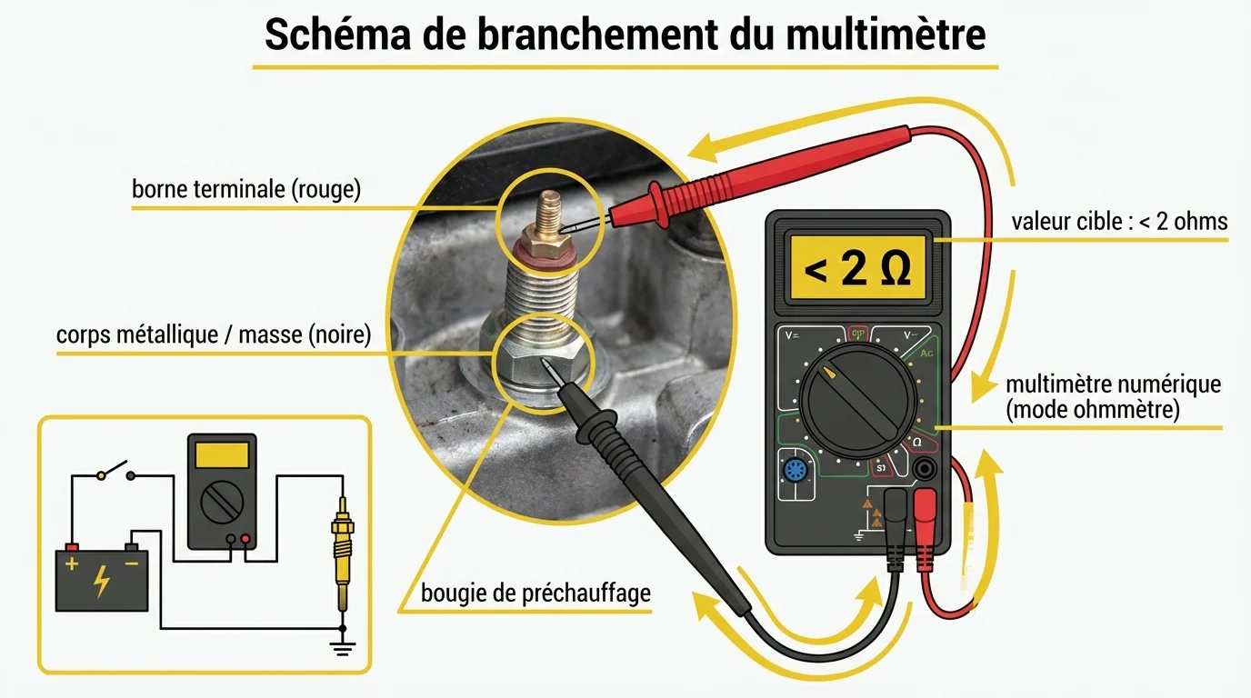 Schéma de branchement du multimètre