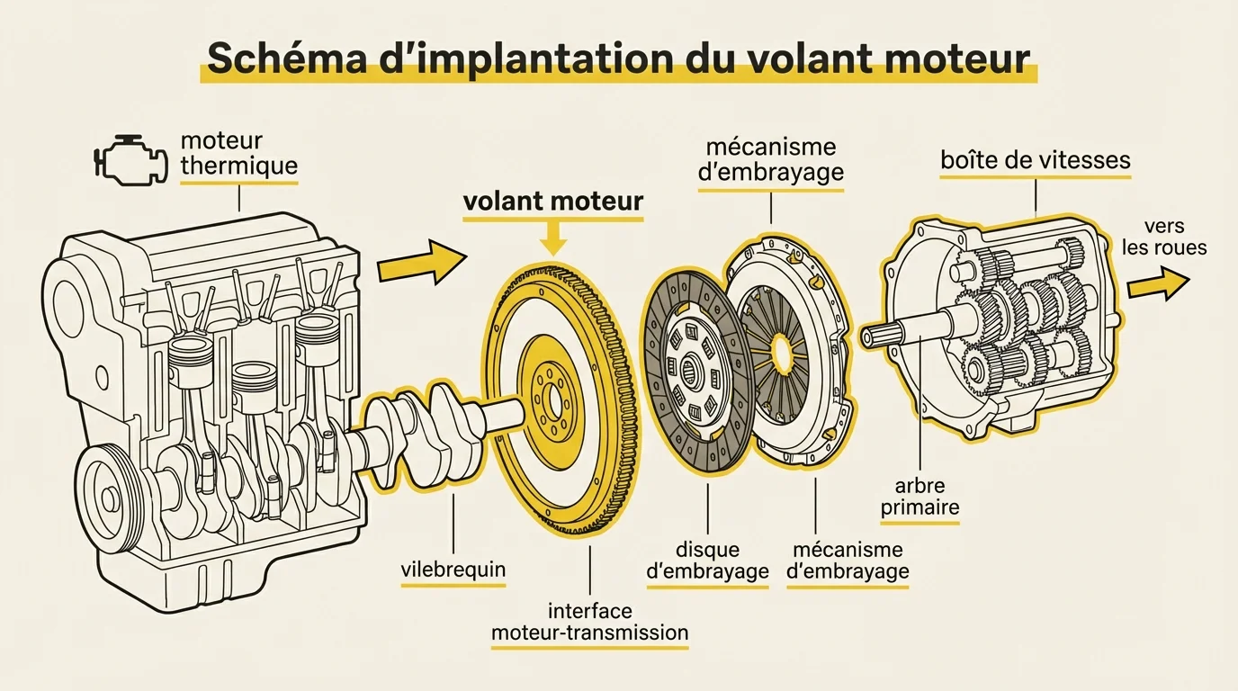 Schéma d'implantation du volant moteur