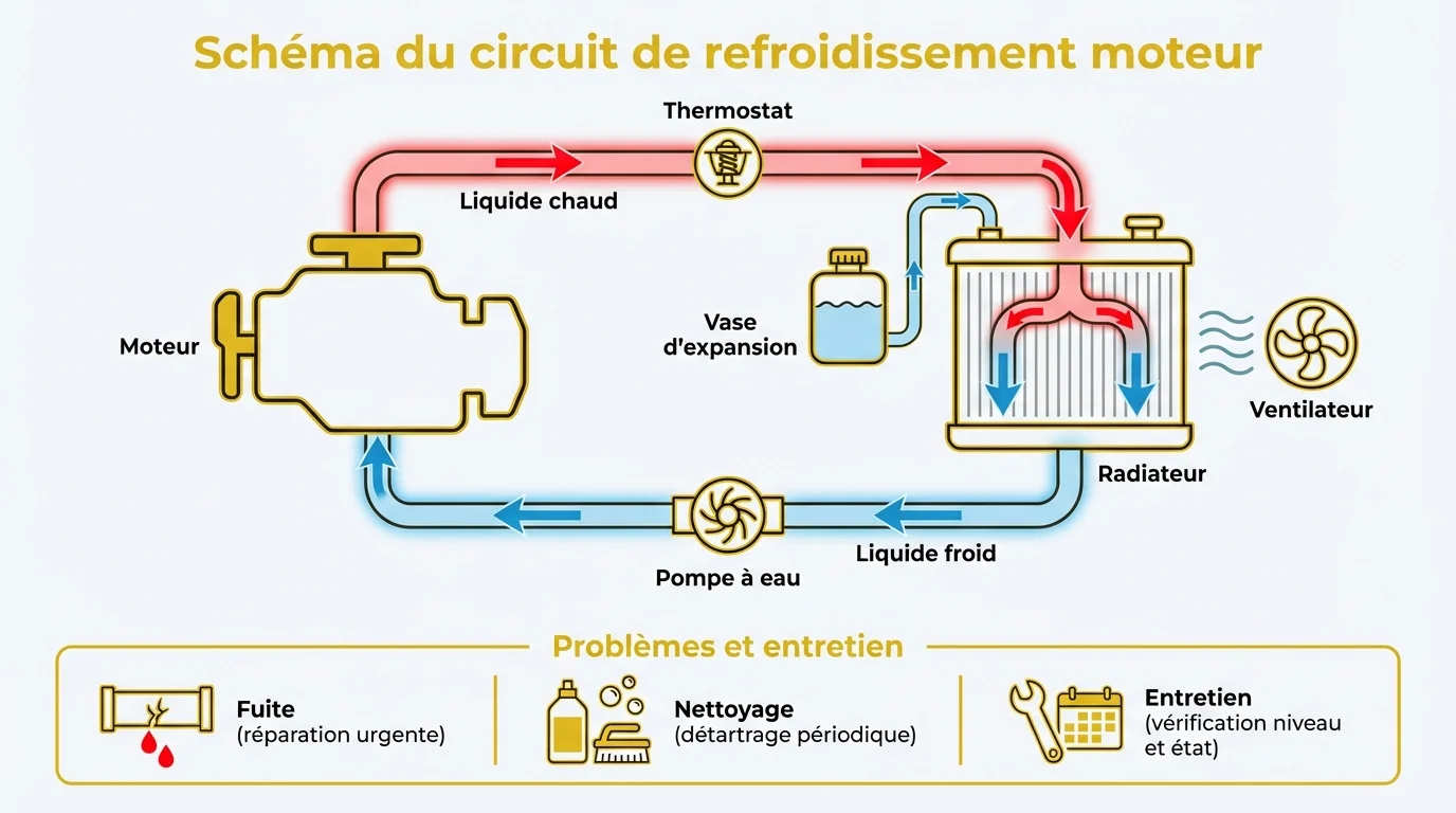 Schéma du circuit de refroidissement moteur
