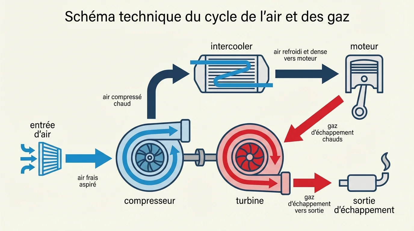 Schéma technique du cycle de l'air et des gaz