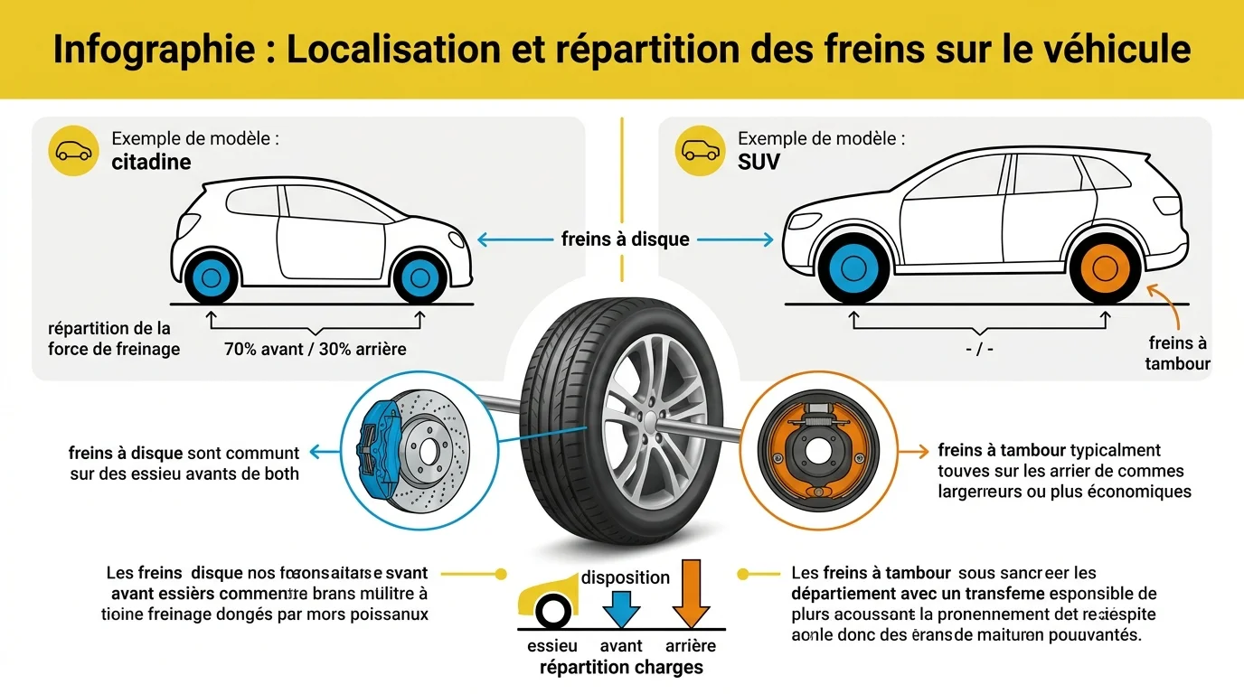 Infographie : Localisation et répartition des freins sur le véhicule