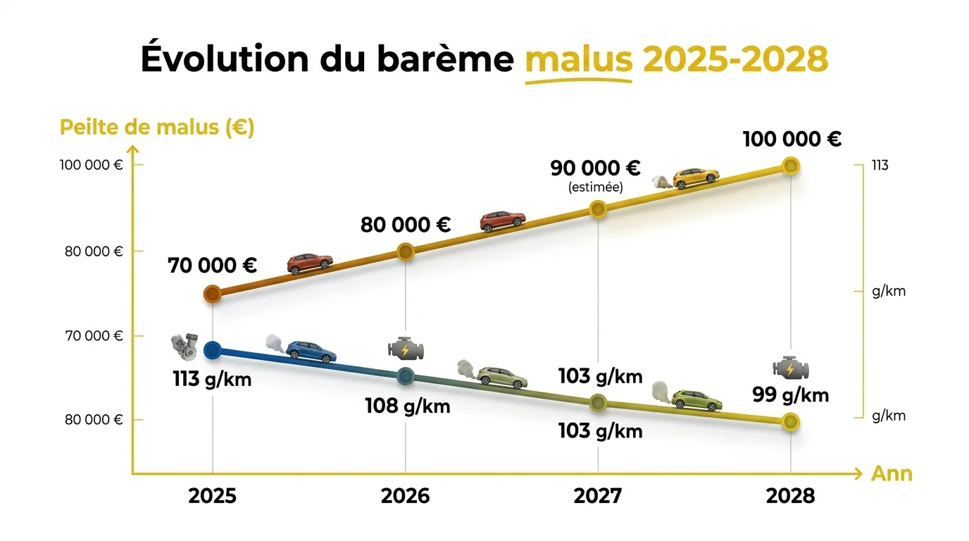 Évolution du barème malus 2025-2028