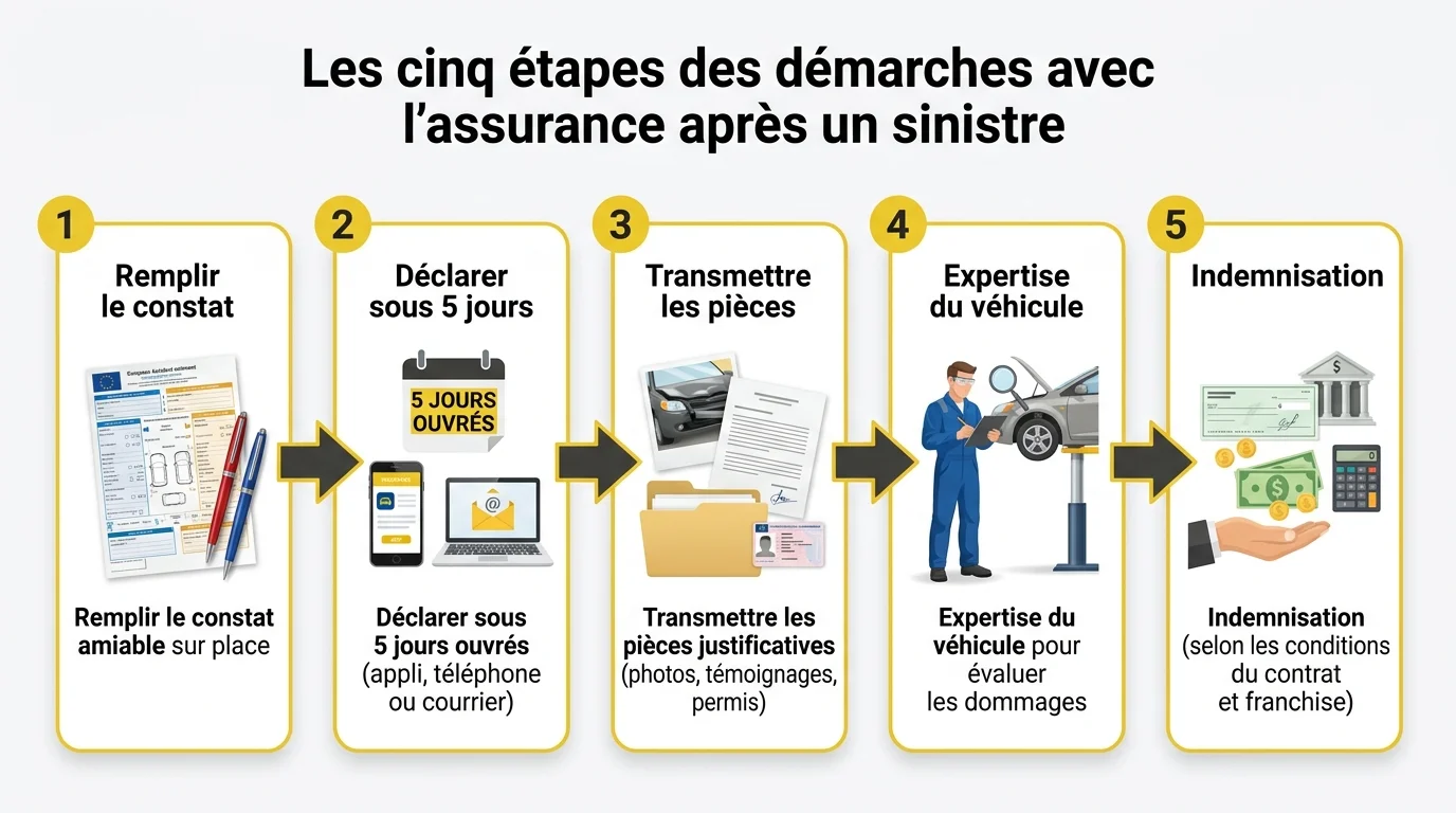 Les cinq étapes des démarches avec l'assurance après un sinistre