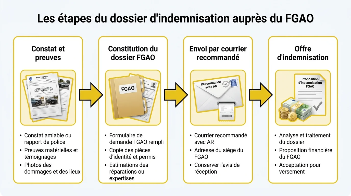Les étapes du dossier d'indemnisation auprès du FGAO