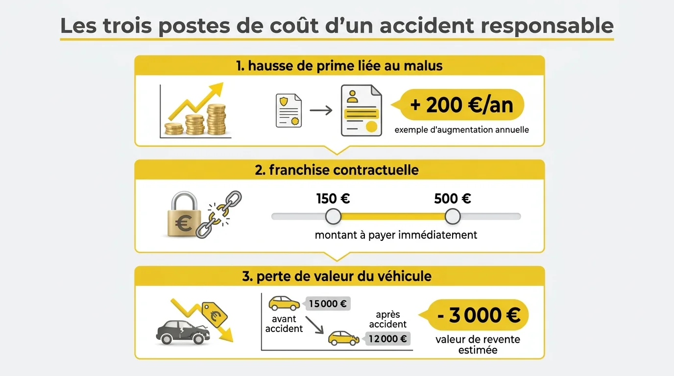 Les trois postes de coût d'un accident responsable